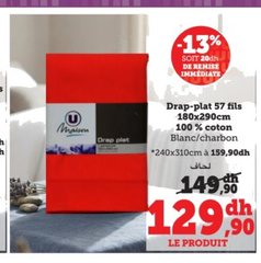 Drap-plat 57 fils 180x290cm – U MAISON