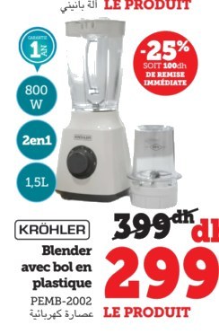Blender avec bol en plastique Kröhler – PEMB-2002