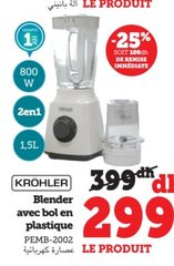 Blender avec bol en plastique Kröhler – PEMB-2002