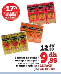 Nectar de pêche / orange / mangue / ananas tropical Marrakech – Lot de 6 x 20cl