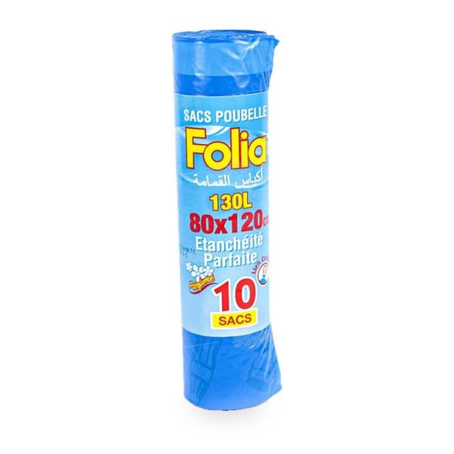 10 SACS POUBELLES DRAWSTRING 130L FOLIA