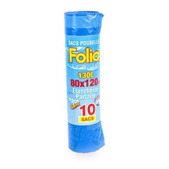 10 Sacs Poubelles Drawstring 130 L Folia