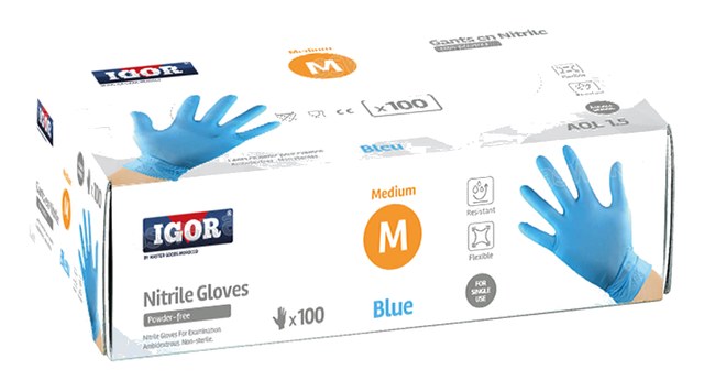 100 GANTS NITRILE MEDIUM BLEU IGOR