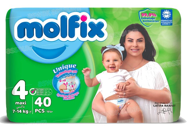 COUCHES BEBE MAXI 7-14KG 40 UNITES VALUE PACK MOLFIX
