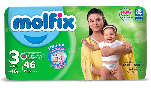 COUCHES BEBE MIDI 4-9KG 46 UNITES VALUE PACK MOLFIX