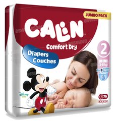 COUCHES BEBE MINI 3-6 KG 76 UNITES JUMBO PACK CALIN
