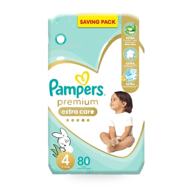 COUCHES BEBE PREMIUM EXTRA CARE TAILLE 4 80 UNITES SAVING PACK PAMPERS