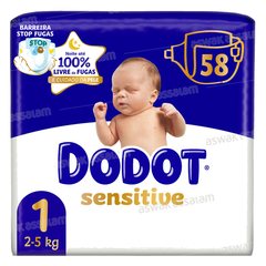 Couches Bebe Sensitive Taille 1 Jumbo Pack 58 Unites Dodot
