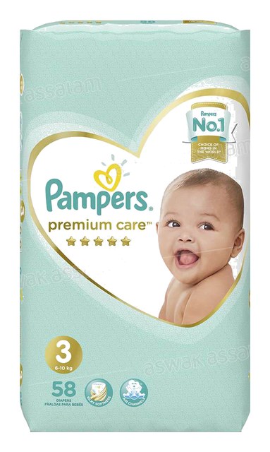 COUCHES PREMIUM MIDI 58 UNITES JUMBO PACK PAMPERS