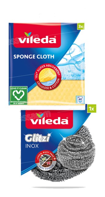 LAVETTES VILEDA 3 UNITES (GRATTON INOX GRATUIT)