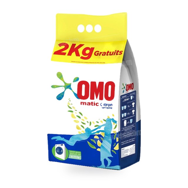 LESSIVE MATIC CITRON VERVEINE 6KG OMO (2KG INTEGRES GRATUITS)