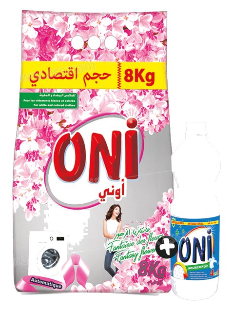 LESSIVE MATIC PARFUM FLORAL 8KG ONI (EAU DE JAVEL 1L GRATUITE)