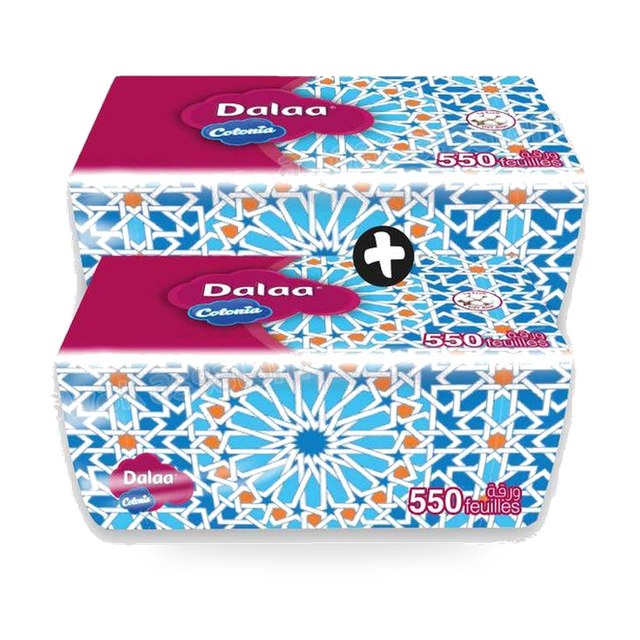 LOT DE 2 BOITES DE MOUCHOIRS 550 FEUILLES DALAA