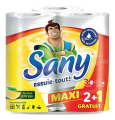 Lot de 3 Essuie-tout Citron Maxi 2 Plis Sany (2 Achetes = 1 Gratuit)