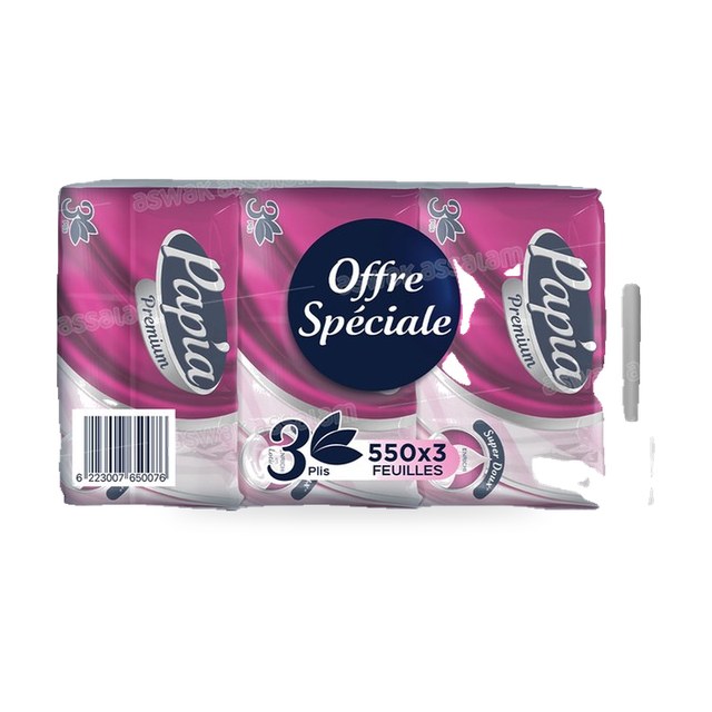 MOUCHOIR 3 PLIS 550 UNITES LOT DE 3 PAPIA