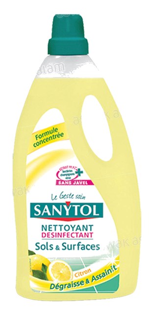 NETTOYANT DESINFECTANT CITRON POUR SOLS ET SURFACES 1L SANYTOL