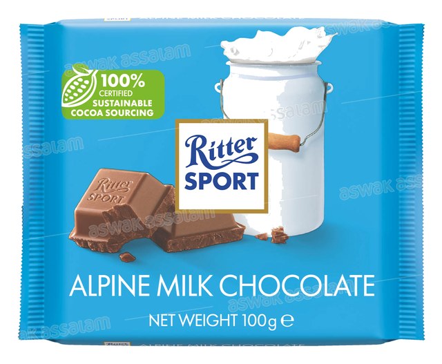 CHOCOLAT AU LAIT DES ALPES 100G RITTER SPORT