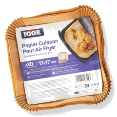 PAPIER CUISSON POUR AIR FRYER CARRE 17*17CM 20 UNITES IGOR