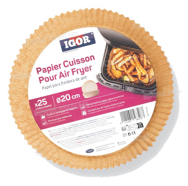 PAPIER CUISSON POUR AIR FRYER ROND 20CM 25 UNITES IGOR