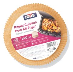 PAPIER CUISSON POUR AIR FRYER ROND 20CM 25 UNITES IGOR