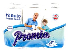 Papier Hygienique 3 Plis 12 Rouleaux Premia