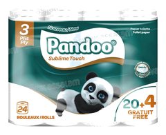 Papier Hygienique 3 Plis 24 Rouleaux Pandoo (20 Achetes = 4 Gratuits)