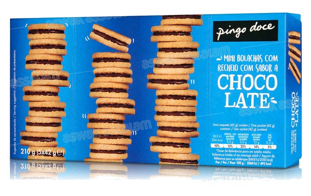 MINI BISCUITS FOURRES AU CHOCOLAT AU LAIT 210G PINGO DOCE