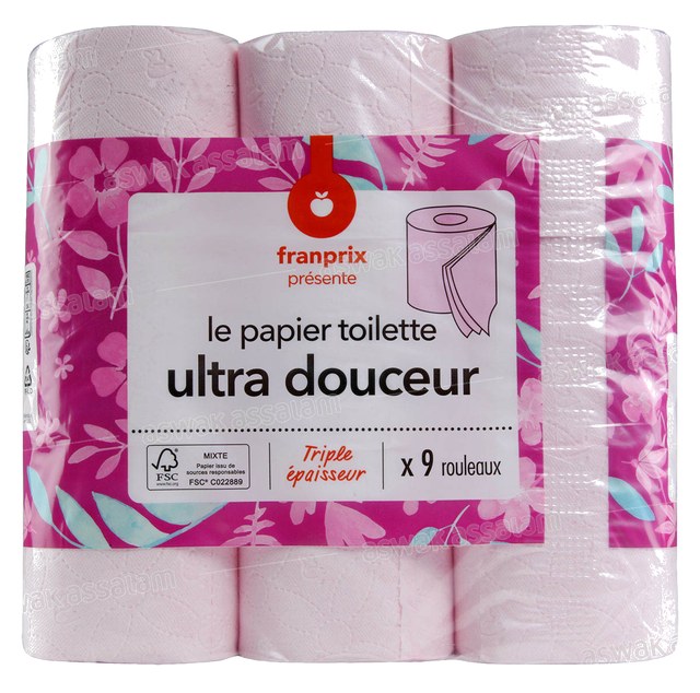 PAPIER HYGIENIQUE 3 PLIS 9 ROULEAUX FRANPRIX