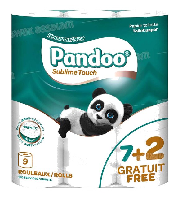 PAPIER HYGIENIQUE 3 PLIS 9 ROULEAUX PANDOO
