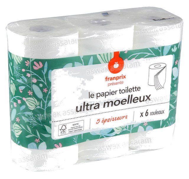 PAPIER HYGIENIQUE 5 PLIS 6 ROULEAUX FRANPRIX
