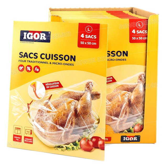 SAC DE CUISSON FOUR ET MICRO-ONDES LARGE 50*50CM 4 UNITES IGOR