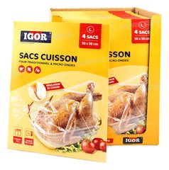 SAC DE CUISSON FOUR ET MICRO-ONDES LARGE 50*50CM 4 UNITES IGOR