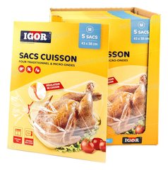 SAC DE CUISSON FOUR ET MICRO-ONDES MEDIUM 43*38CM 5 UNITES IGOR