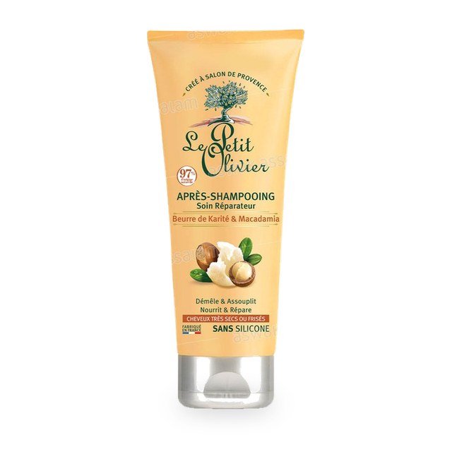 APRES-SHAMPOOING BEURRE DE KARITE ET MACADAMIA CHEVEUX TRES SECS OU FRISES 200ML LE PETIT OLIVIER