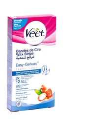 BANDES DE CIRE PEAUX SENSIBLES 10 UNITES VEET