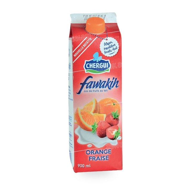 JUS FAWAKIH LAIT ORANGE/FRAISE 0% 900ML CHERGUI