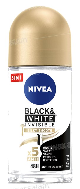 DEODORANT BILLE POUR FEMME 5 EN 1 BLACK AND WHITE INVISIBLE SILKY SMOOTH 50ML NIVEA