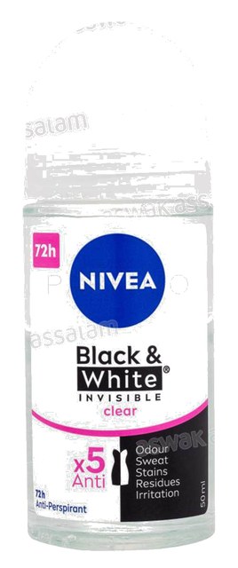 DEODORANT BILLE POUR FEMME BLACK AND WHITE INVISIBLE CLEAR 50ML NIVEA