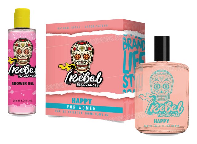 EAU DE TOILETTE POUR FEMME HAPPY 100ML REBEL FRAGANCES (GRATUIT GEL DOUCHE 200ML)