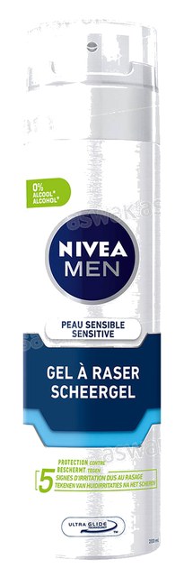 GEL A RASER POUR PEAUX SENSIBLES SANS ALCOOL 200ML NIVEA MEN