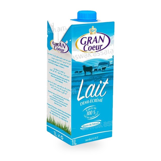 LAIT UHT DEMI ECREME 1L GRAN COEUR