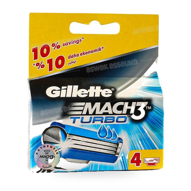 LAMES DE RASOIR MACH3 TURBO 4 UNITES GILLETTE