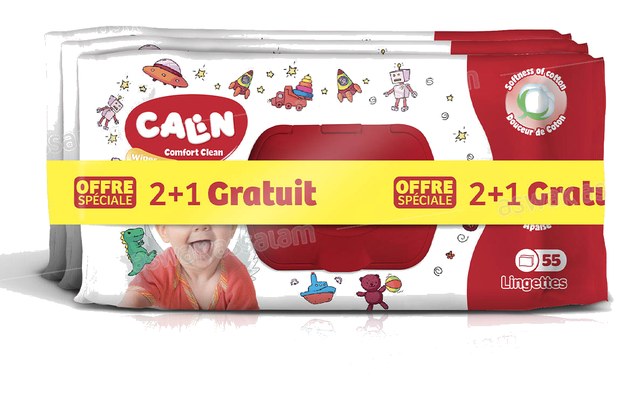 LOT DE 3 BOITES DE LINGETTES 55 UNITES CALIN