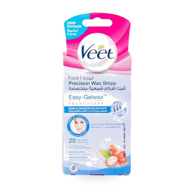 MINI BANDE DE CIRE POUR VISAGE PEAU SENSIBLE 20 UNITES VEET