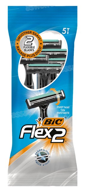 RASOIR 2 LAMES TETE PIVOTANTE 5 UNITES FLEX 2 BIC