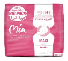 SERVIETTES HYGIENIQUES MAXI LONG PACK DE 30 MIA (26 ACHETEES = 4 GRATUITS)