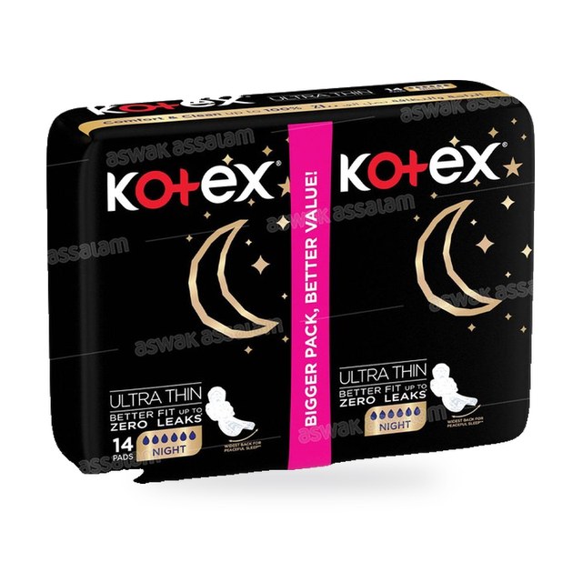 SERVIETTES HYGIENIQUES NIGHT TIME 14 UNITES VALUE PACK KOTEX