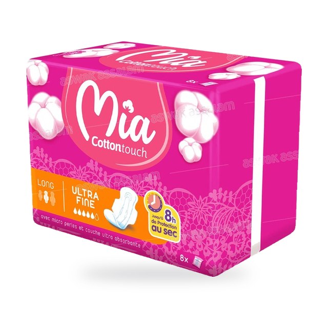 SERVIETTES HYGIENIQUES ULTRA FINES LONG 8 UNITES MIA