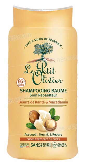 SHAMPOOING BAUME BEURRE DE KARITE ET MACADAMIA CHEVEUX TRES SECS OU FRISES 250ML LE PETIT OLIVIER