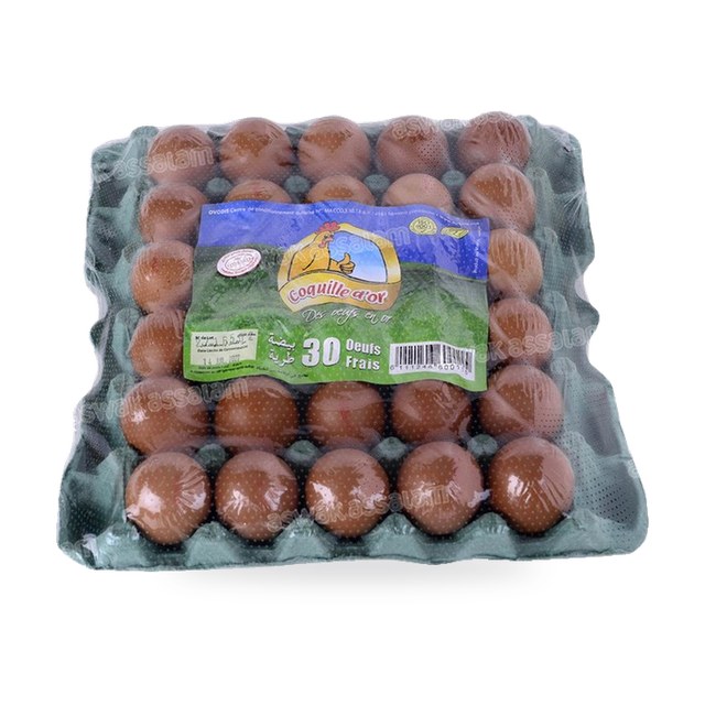 OEUF CALIBRE +/- 50G PLATEAU DE 30 1.650KG COQUILLE D’OR